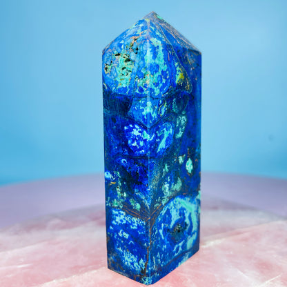 Azurite + Malachite + Chrysocolla Obelisk Medium Tower