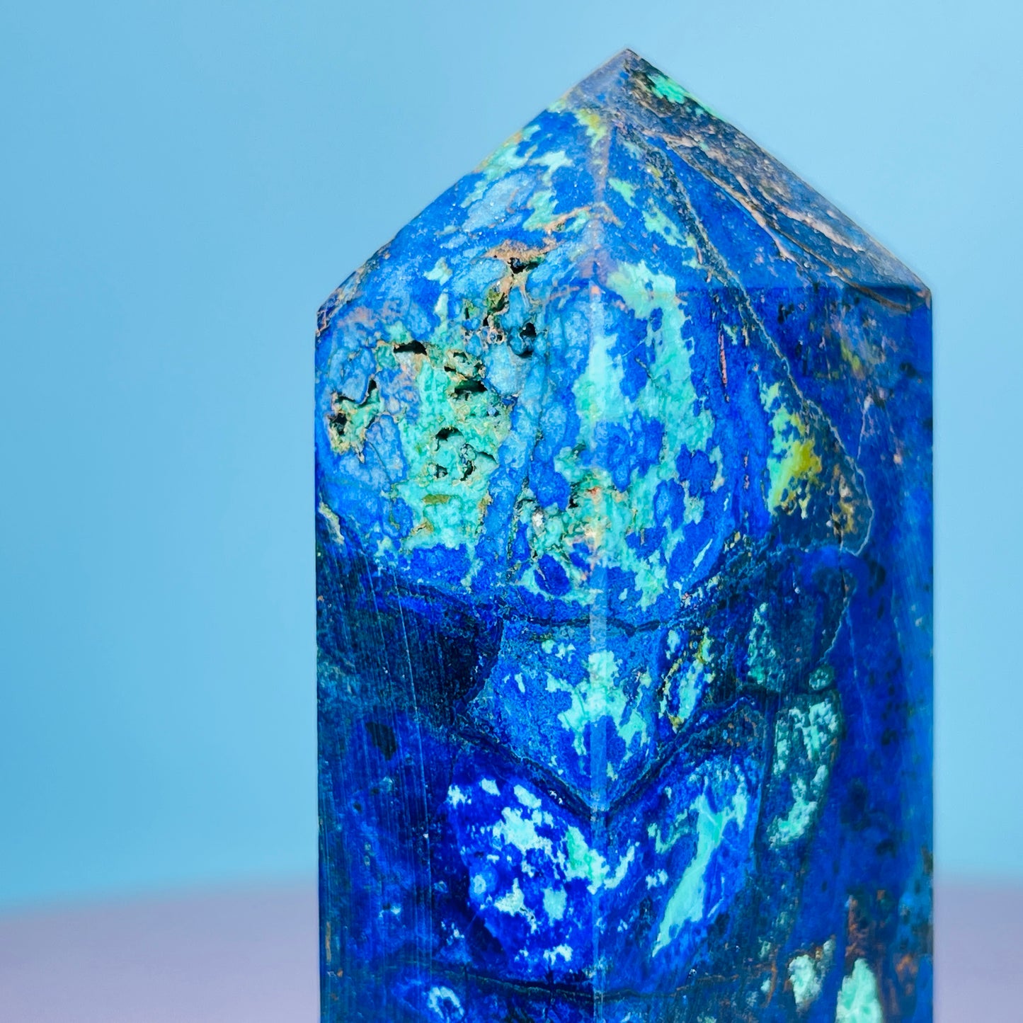 Azurite + Malachite + Chrysocolla Obelisk Medium Tower