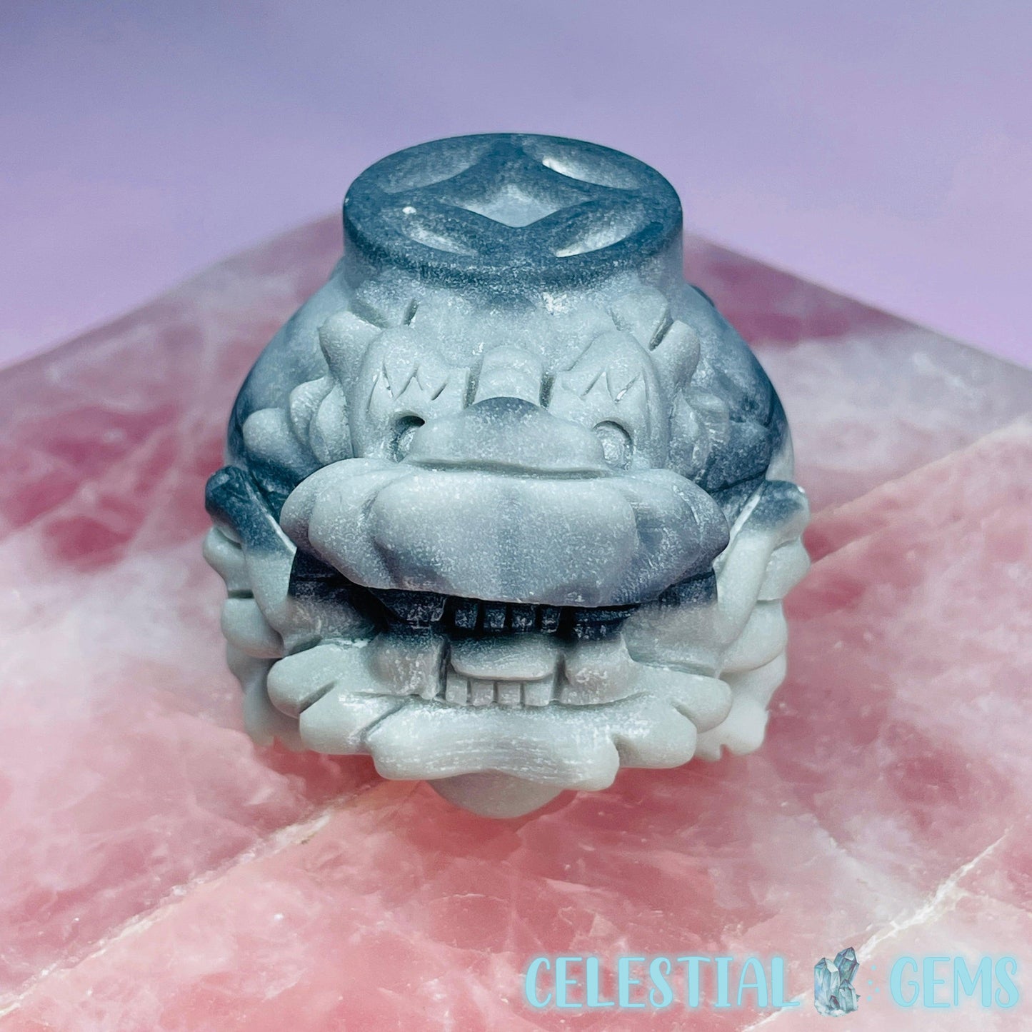 Taiji Stone 'Pixiu' Dragon Frog Carving with Lucky Coin