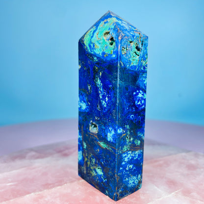 Azurite + Malachite + Chrysocolla Obelisk Medium Tower