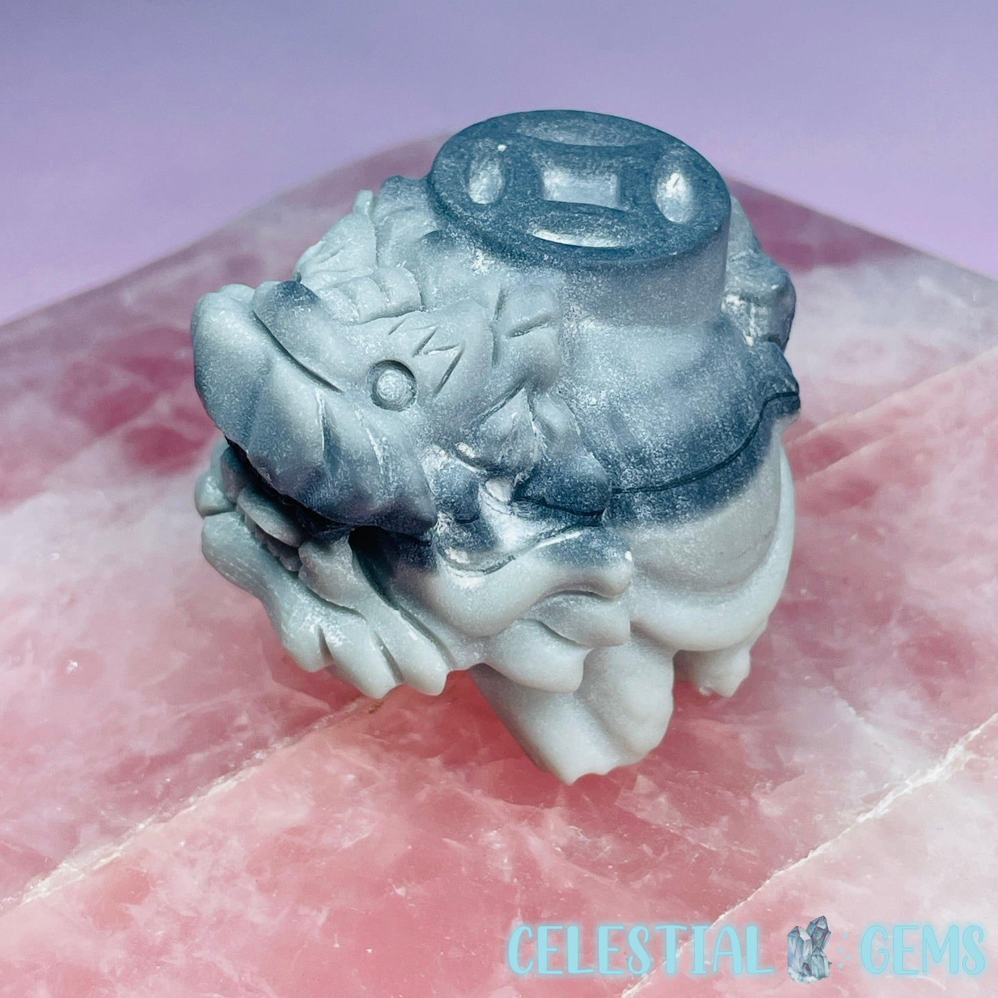 Taiji Stone 'Pixiu' Dragon Frog Carving with Lucky Coin