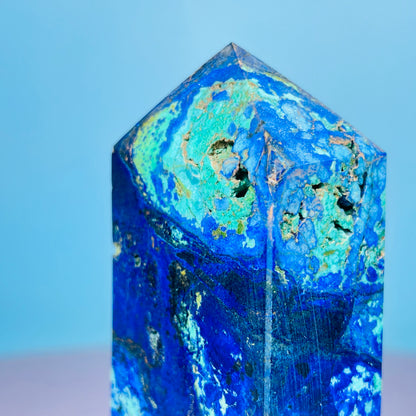 Azurite + Malachite + Chrysocolla Obelisk Medium Tower