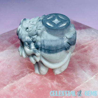 Taiji Stone 'Pixiu' Dragon Frog Carving with Lucky Coin