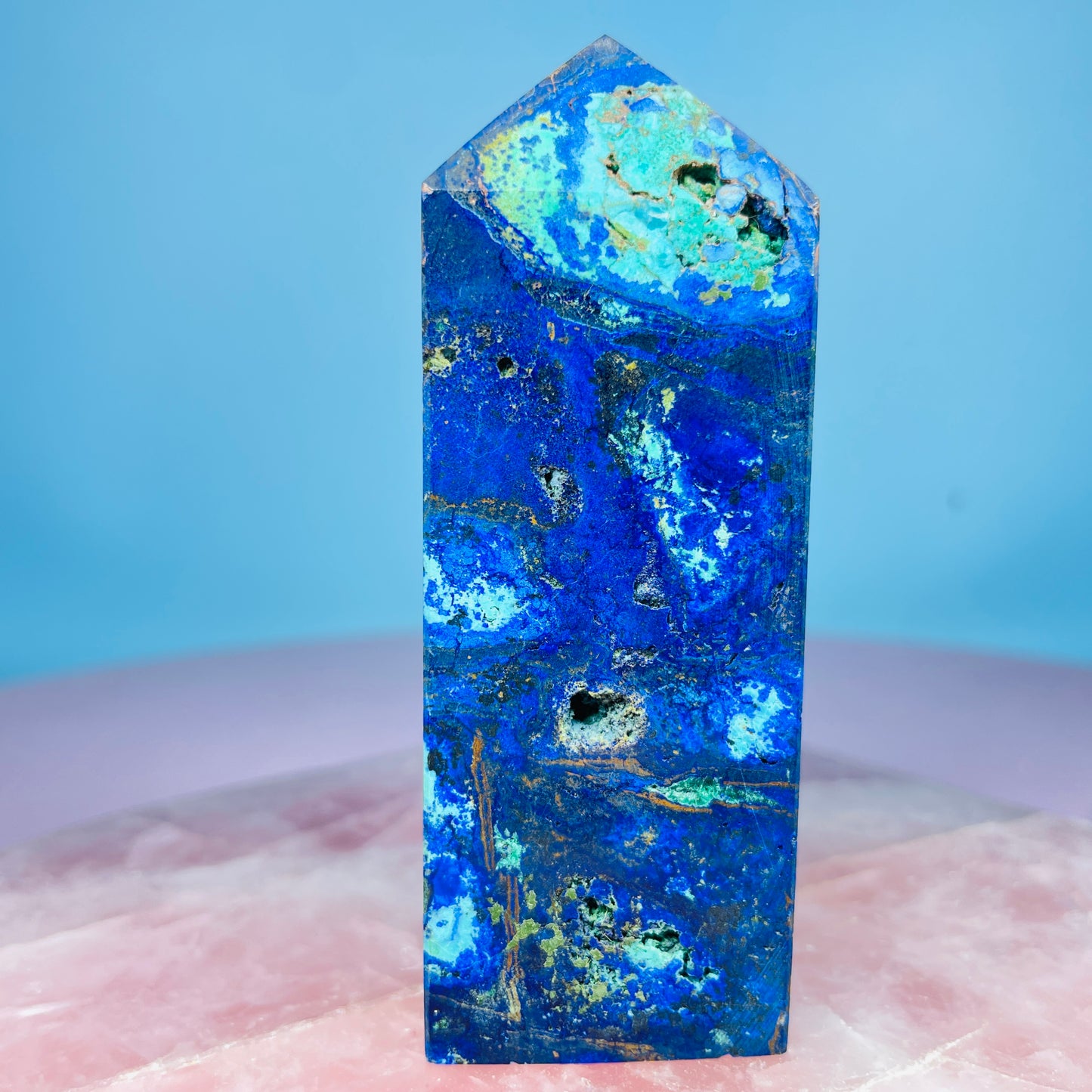 Azurite + Malachite + Chrysocolla Obelisk Medium Tower
