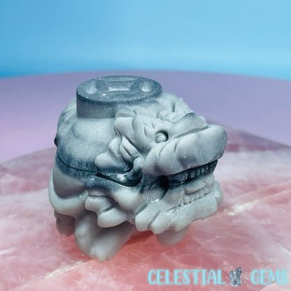 Taiji Stone 'Pixiu' Dragon Frog Carving with Lucky Coin