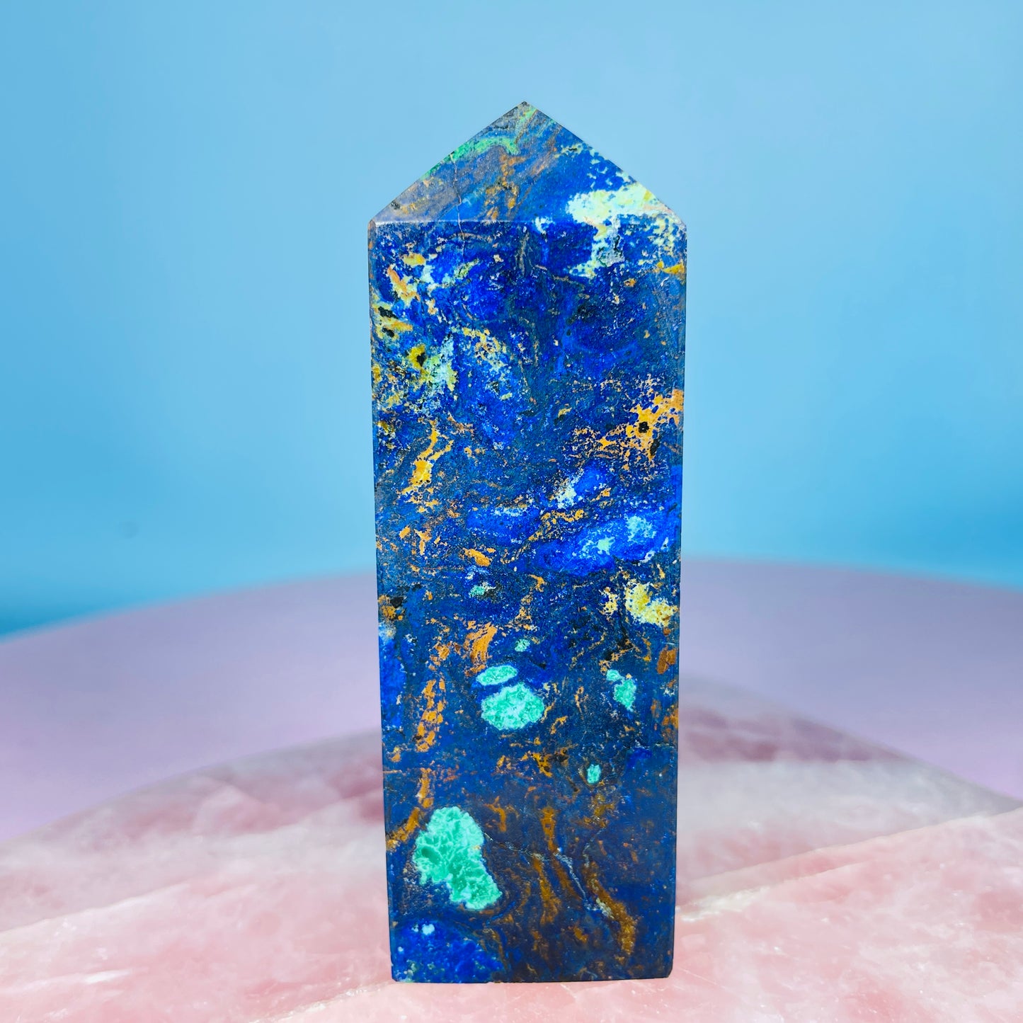 Azurite + Malachite + Chrysocolla Obelisk Medium Tower