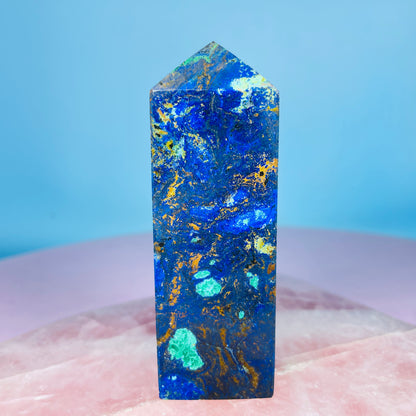 Azurite + Malachite + Chrysocolla Obelisk Medium Tower