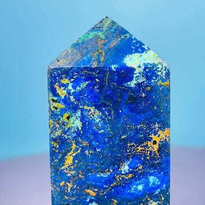 Azurite + Malachite + Chrysocolla Obelisk Medium Tower