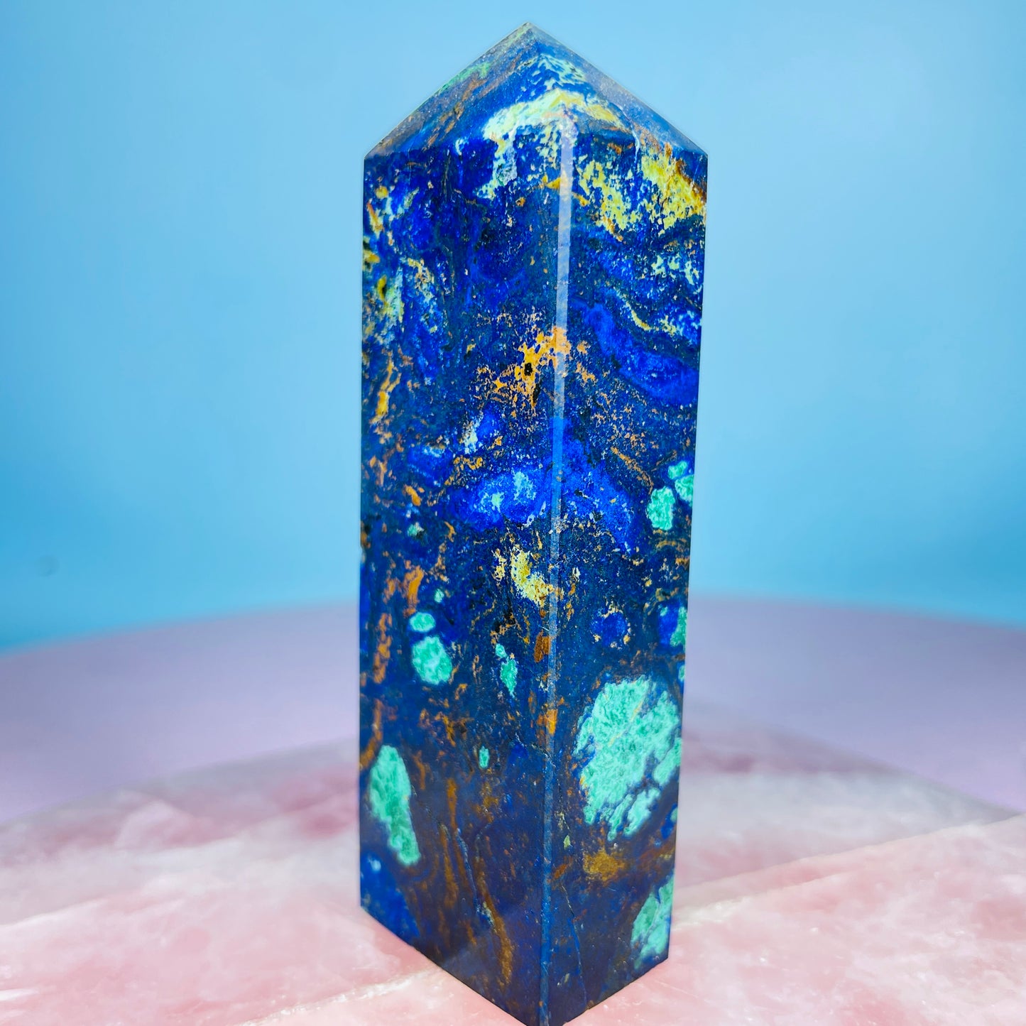 Azurite + Malachite + Chrysocolla Obelisk Medium Tower