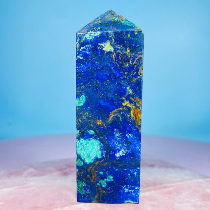 Azurite + Malachite + Chrysocolla Obelisk Medium Tower