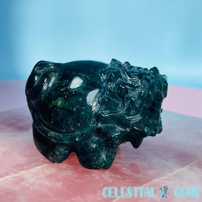 Moss Agate 'Pixiu' Dragon Frog Carving