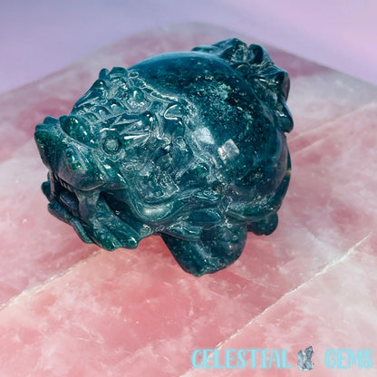 Moss Agate 'Pixiu' Dragon Frog Carving