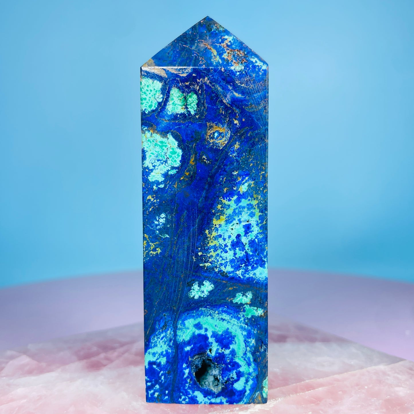 Azurite + Malachite + Chrysocolla Obelisk Medium Tower