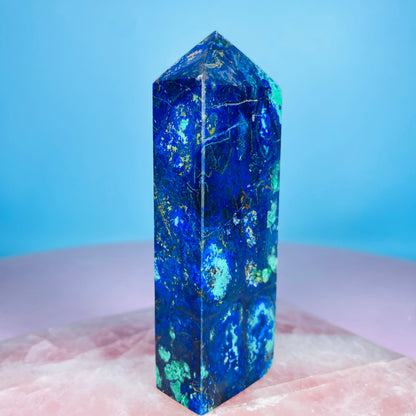 Azurite + Malachite + Chrysocolla Obelisk Medium Tower