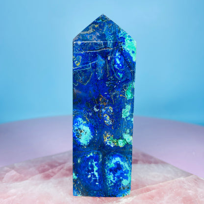 Azurite + Malachite + Chrysocolla Obelisk Medium Tower