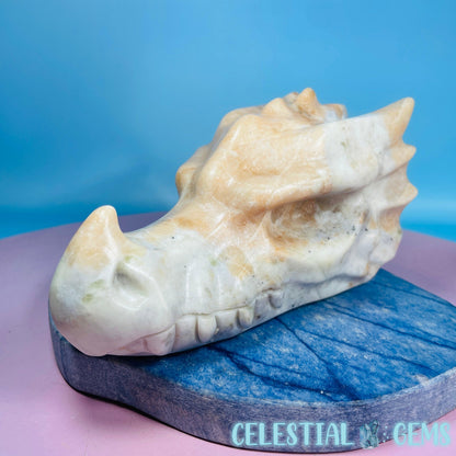 Orange + White Jade Dragon Head Large Carving