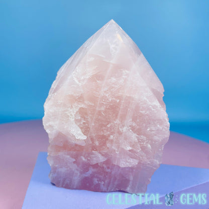 Rose Quartz Part-Polished Medium Point Freeform