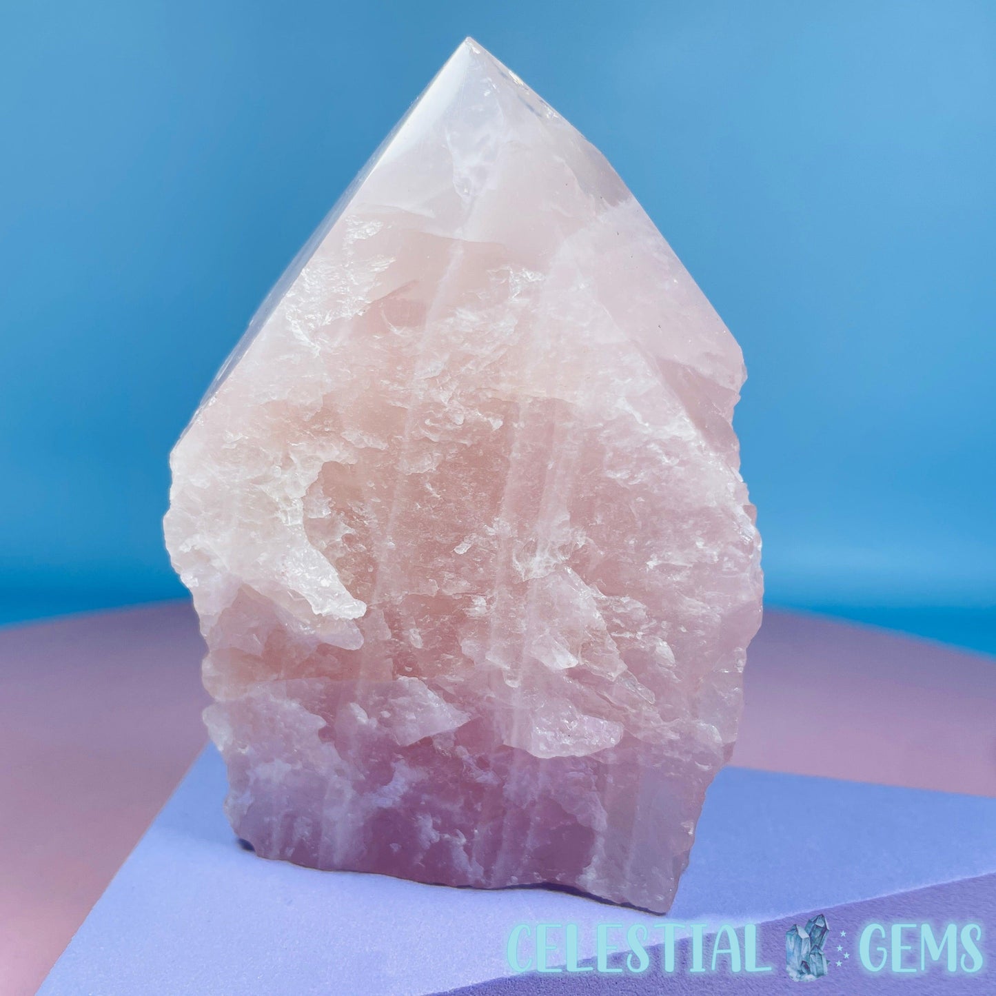 Rose Quartz Part-Polished Medium Point Freeform