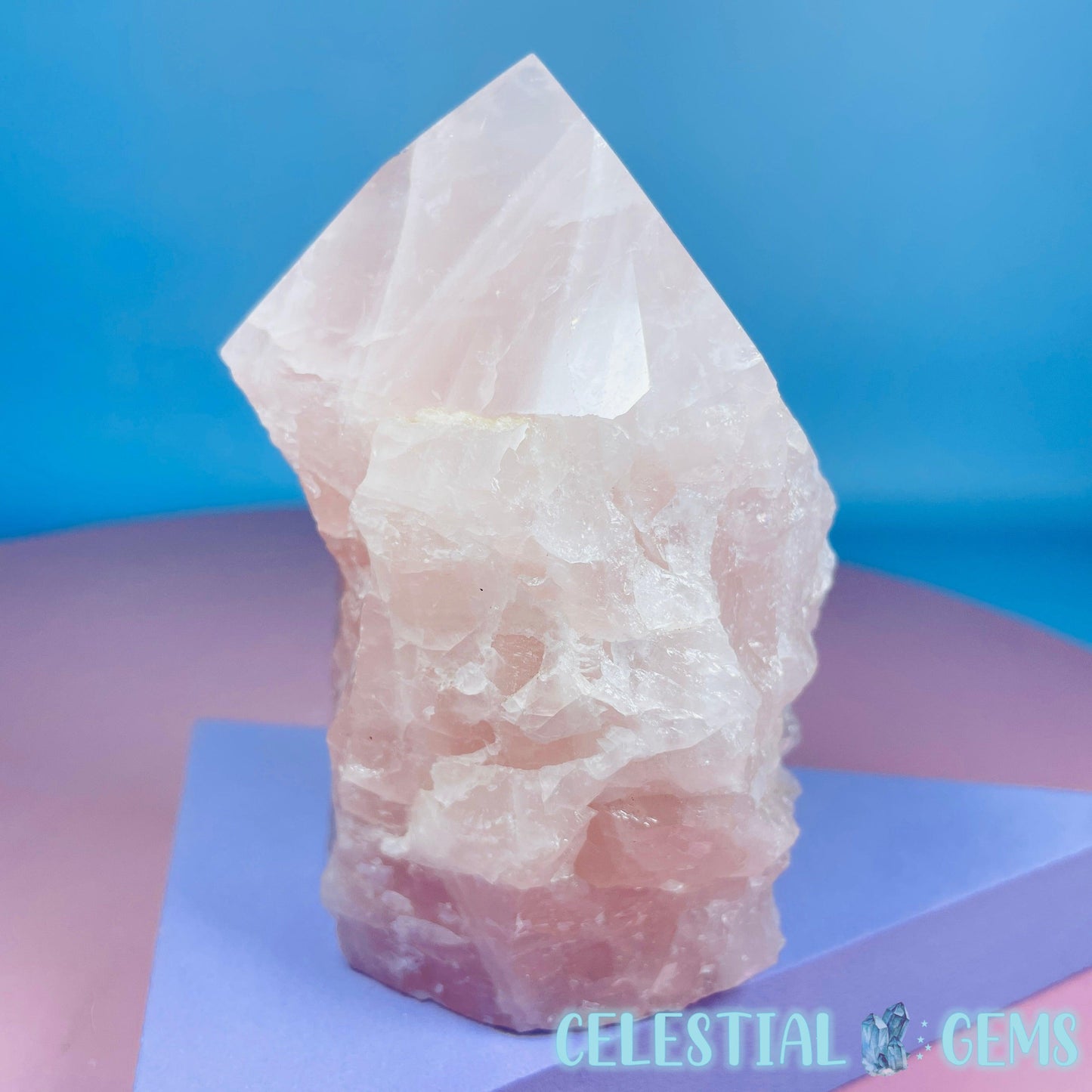 Rose Quartz Part-Polished Medium Point Freeform