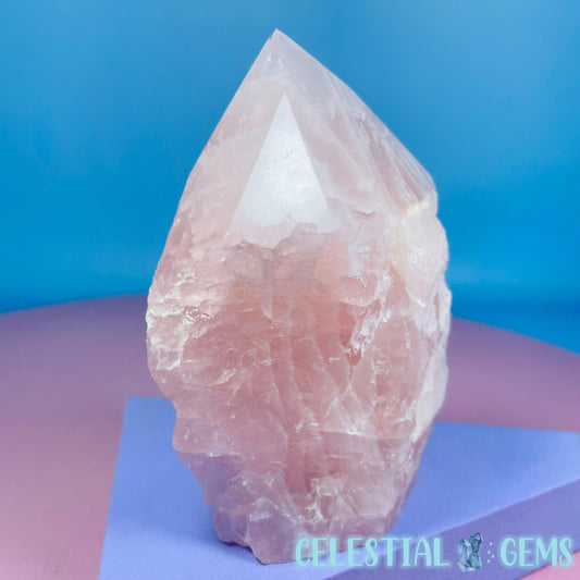 Rose Quartz Part-Polished Medium Point Freeform