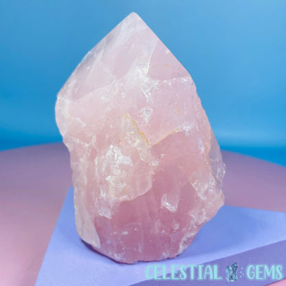 Rose Quartz Part-Polished Medium Point Freeform