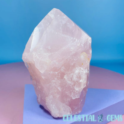 Rose Quartz Part-Polished Medium Point Freeform