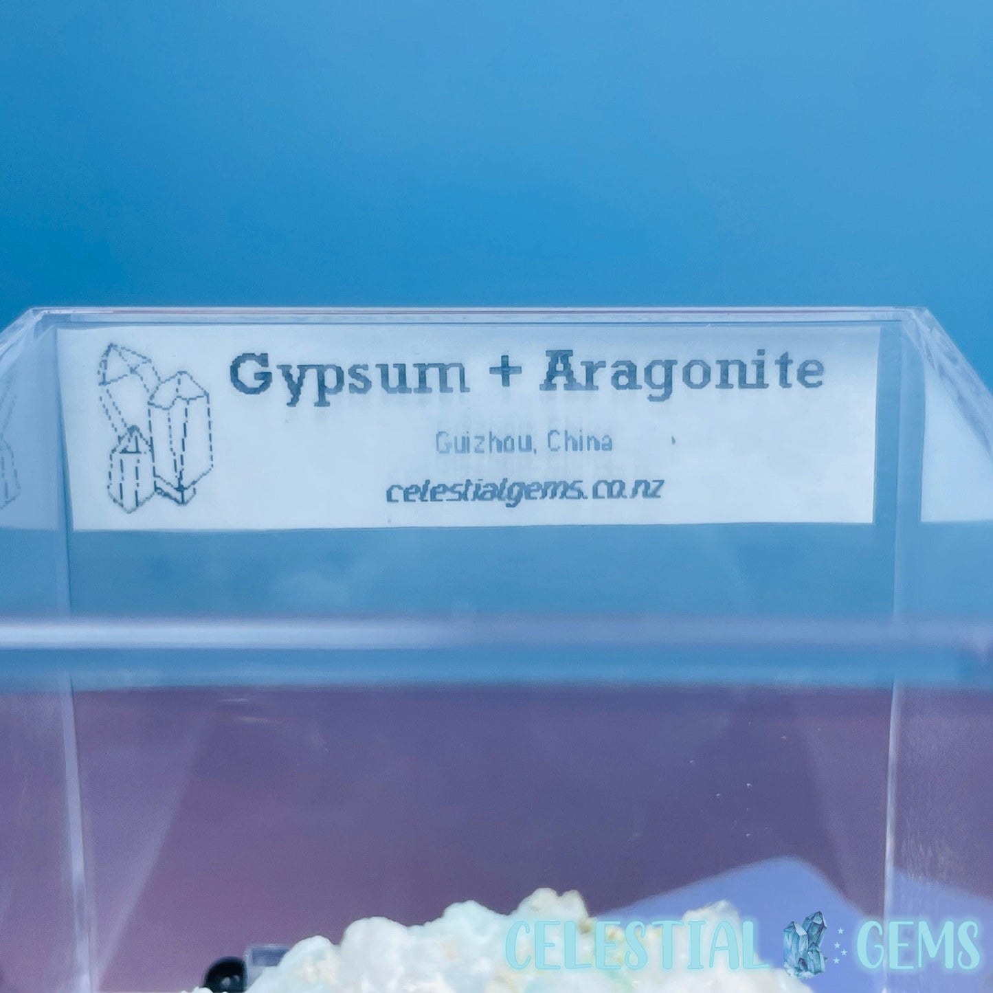 Gypsum + UV Phosphorescent Aragonite Small Specimen in Box (Video)