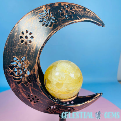 Antique-Look Copper Moon Large Sphere Stand