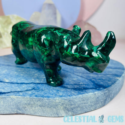 High Grade Malachite Rhinoceros Medium Carving C