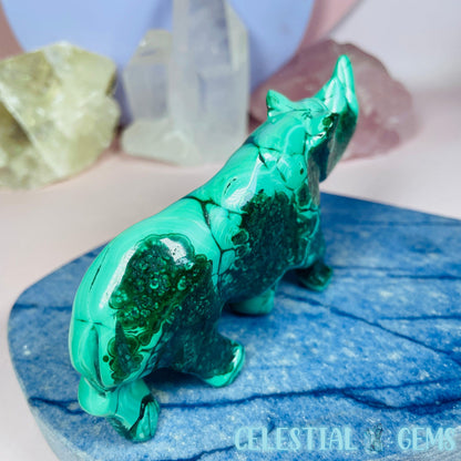 Malachite Rhinoceros Medium Carving D