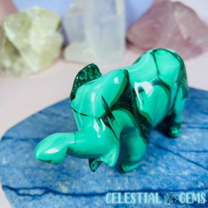 Malachite Elephant Medium Carving