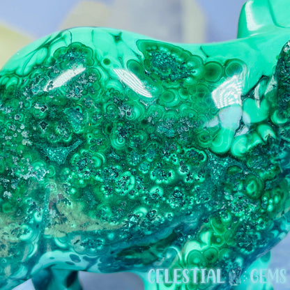 Malachite Elephant Medium Carving