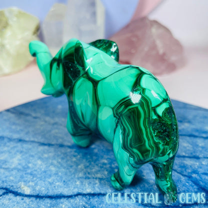 Malachite Elephant Medium Carving