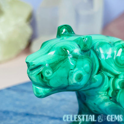 Malachite Lioness Medium Carving