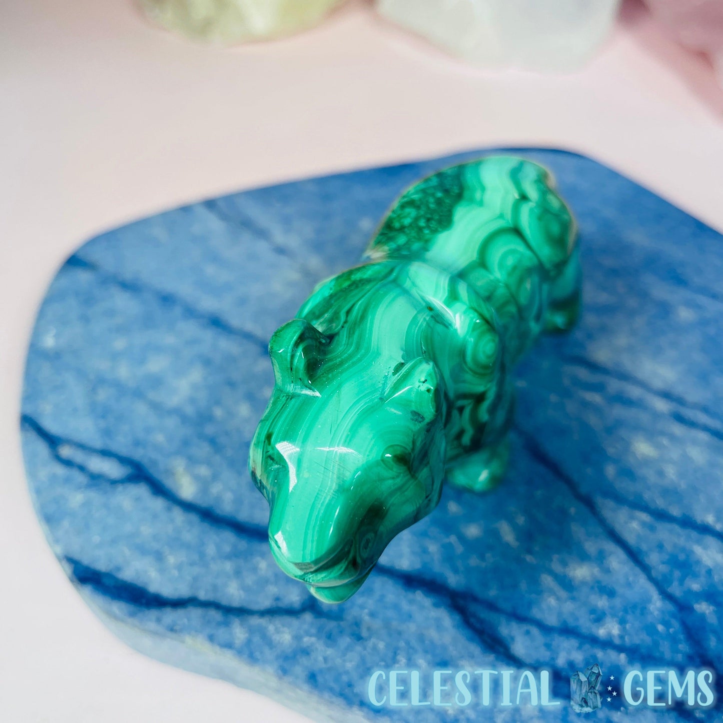 Malachite Lioness Medium Carving