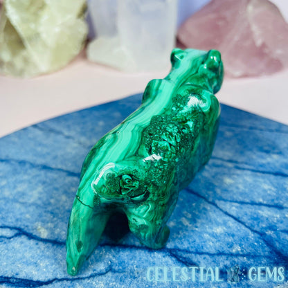 Malachite Lioness Medium Carving