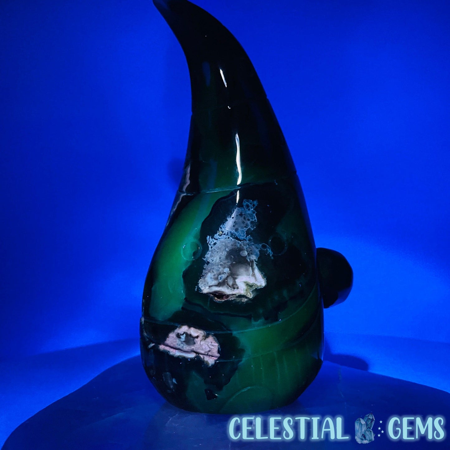 Volcanic UV Agate Gonk Gnome Medium Carving