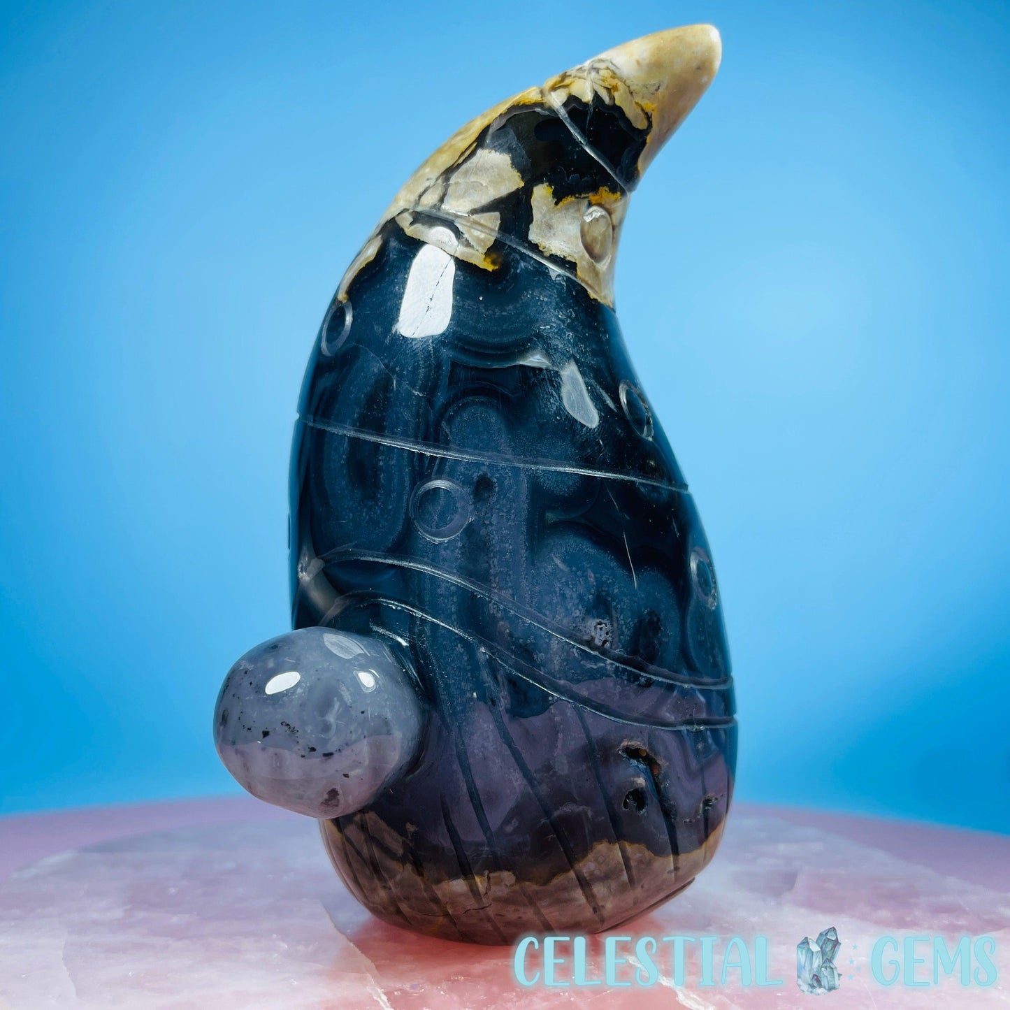 Volcanic UV Agate Gonk Gnome Medium Carving