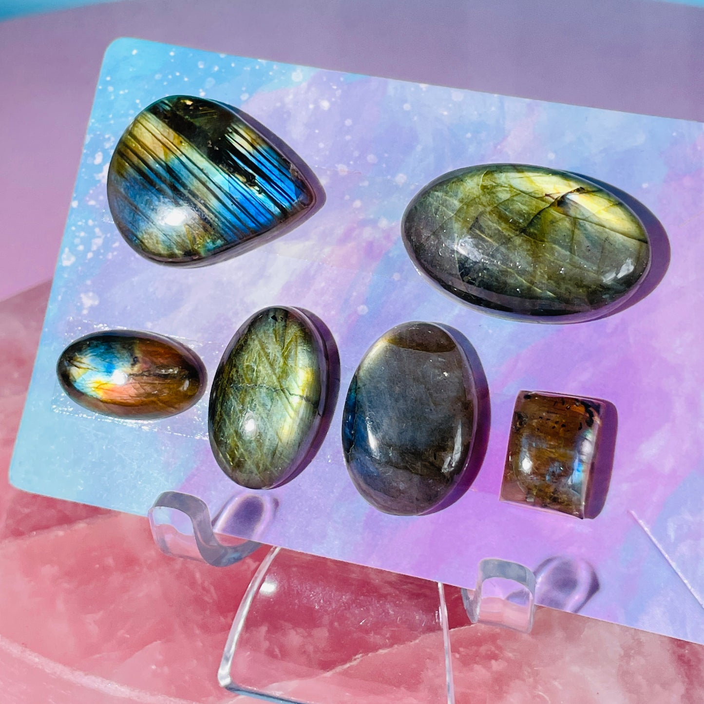 Labradorite Multi-Coloured Cabochon Set (Video)