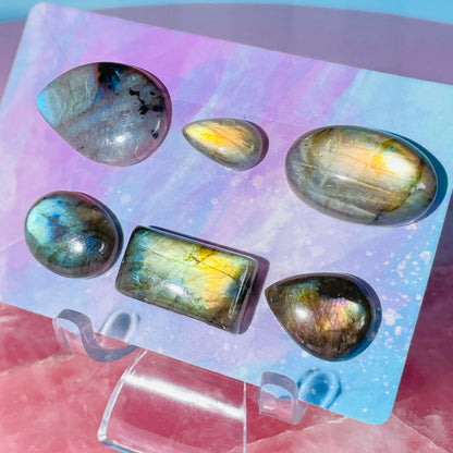 Labradorite Multi-Coloured Cabochon Set (Video)