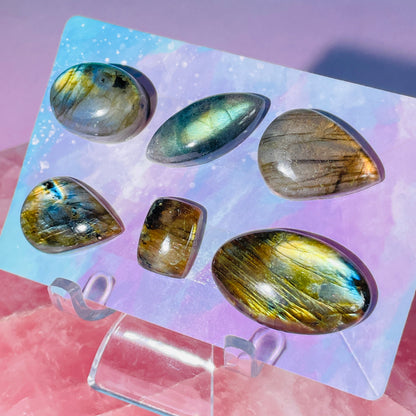 Labradorite Multi-Coloured Cabochon Set (Video)