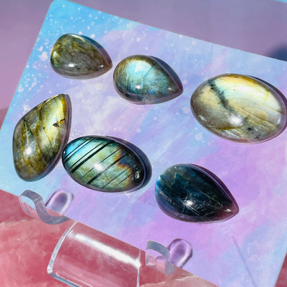 Labradorite Multi-Coloured Cabochon Set (Video)