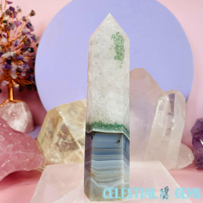Crystalline Agate Medium Tower (Moss Inclusions!)