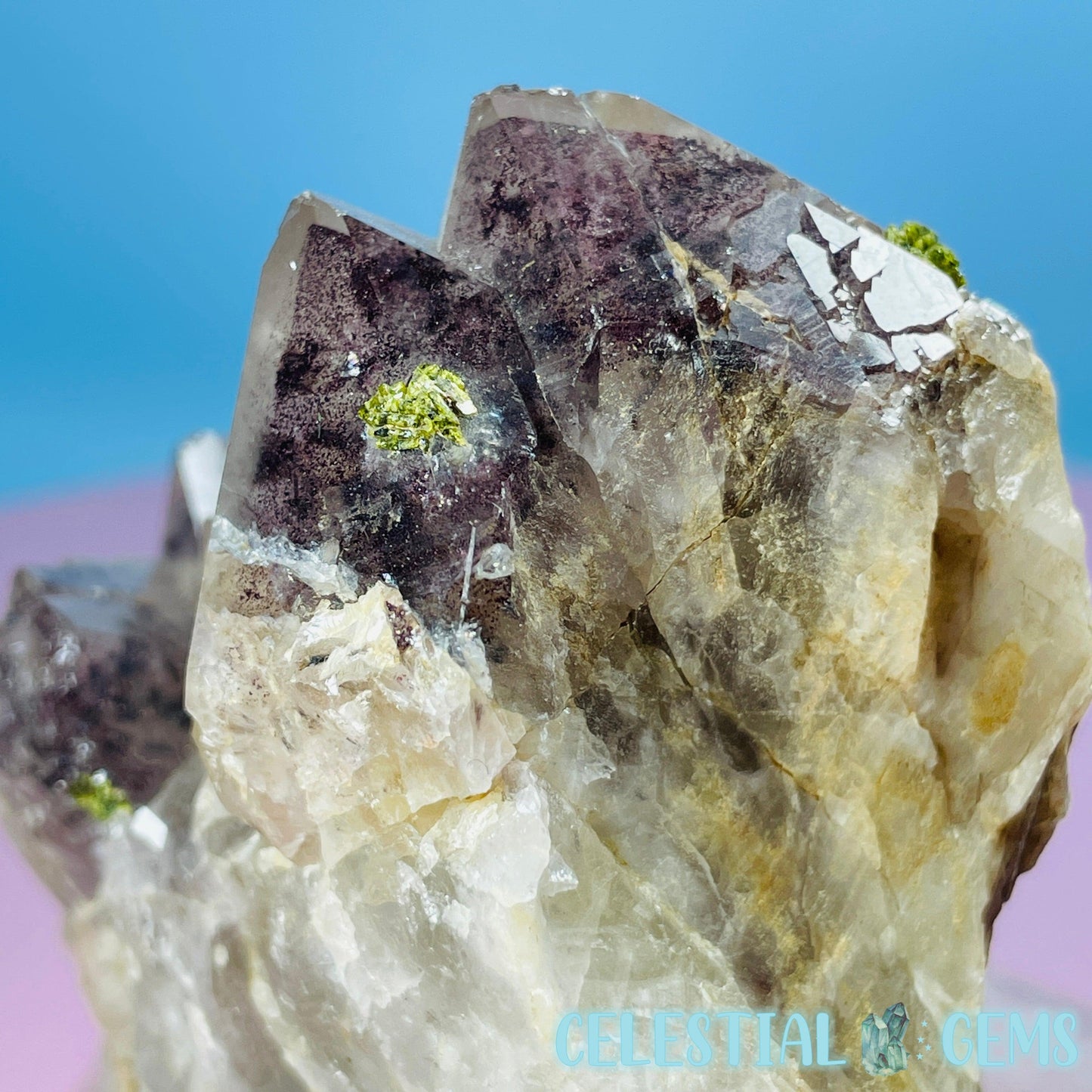 Amethyst + Epidote + Hematite Medium Cluster Specimen