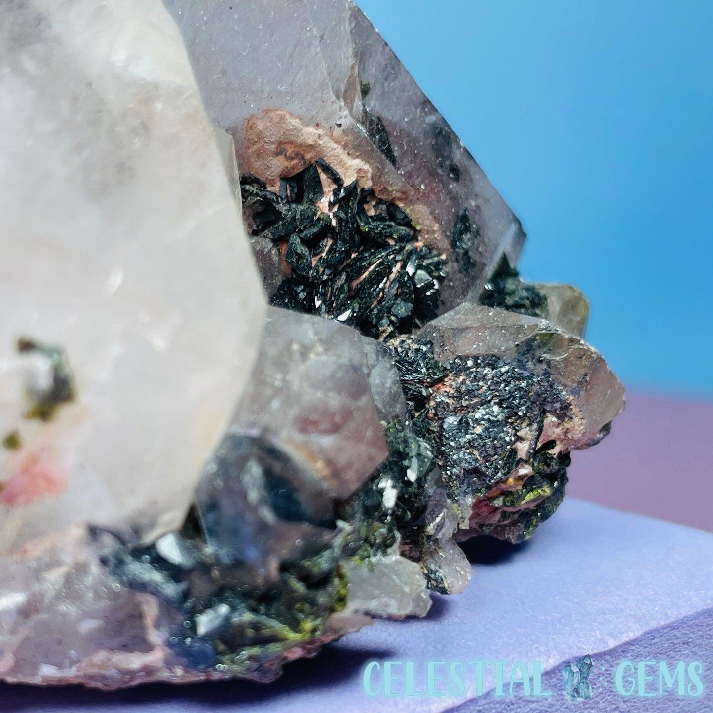 Quartz  + Epidote + Hematite Medium Cluster Specimen