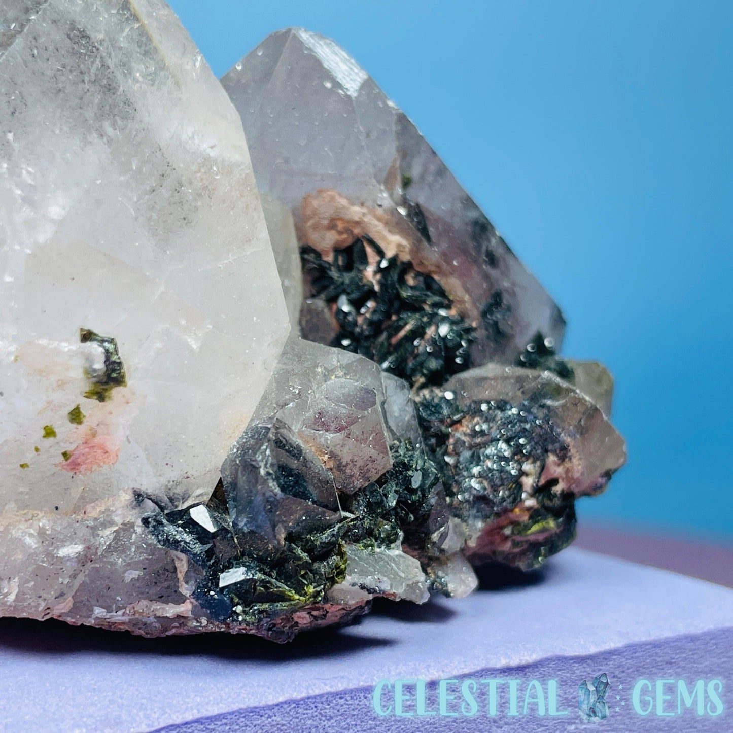 Quartz  + Epidote + Hematite Medium Cluster Specimen