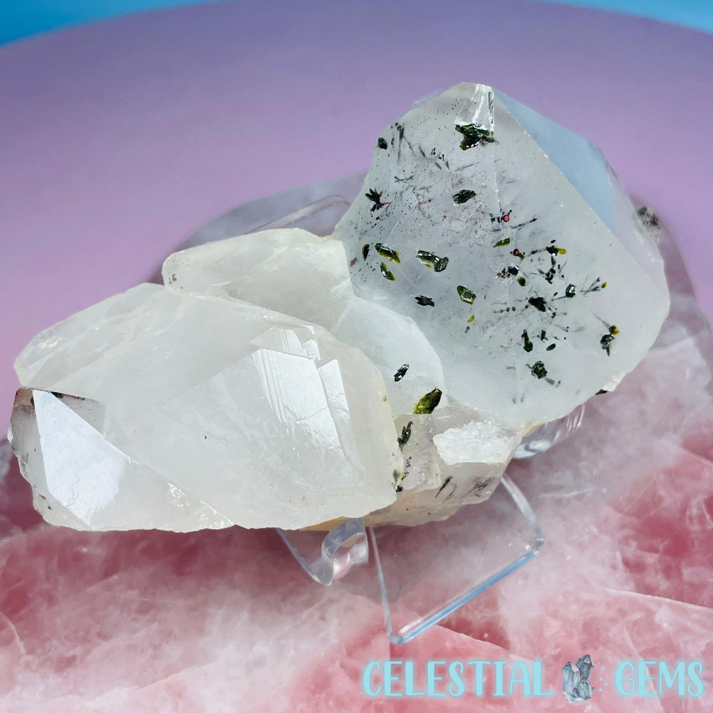 Quartz + Epidote + Hematite Medium Cluster Specimen