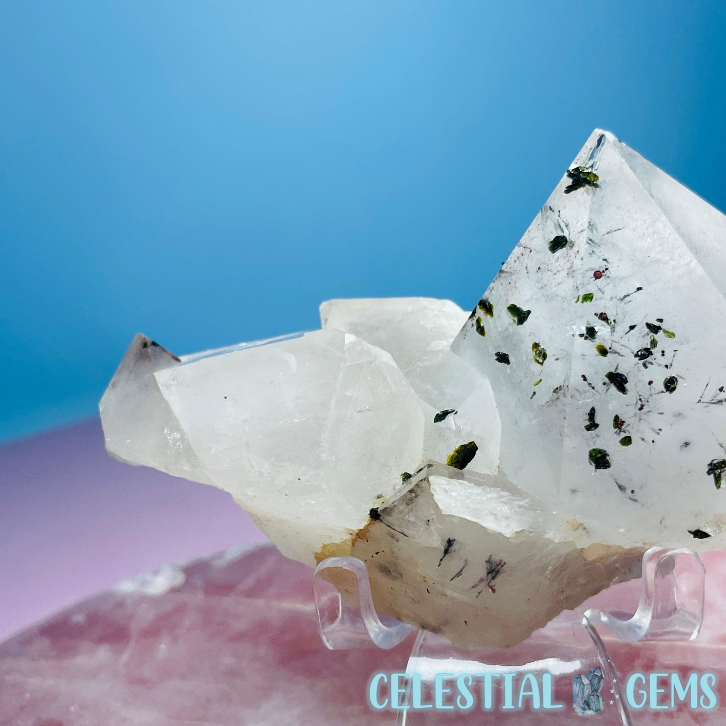 Quartz + Epidote + Hematite Medium Cluster Specimen