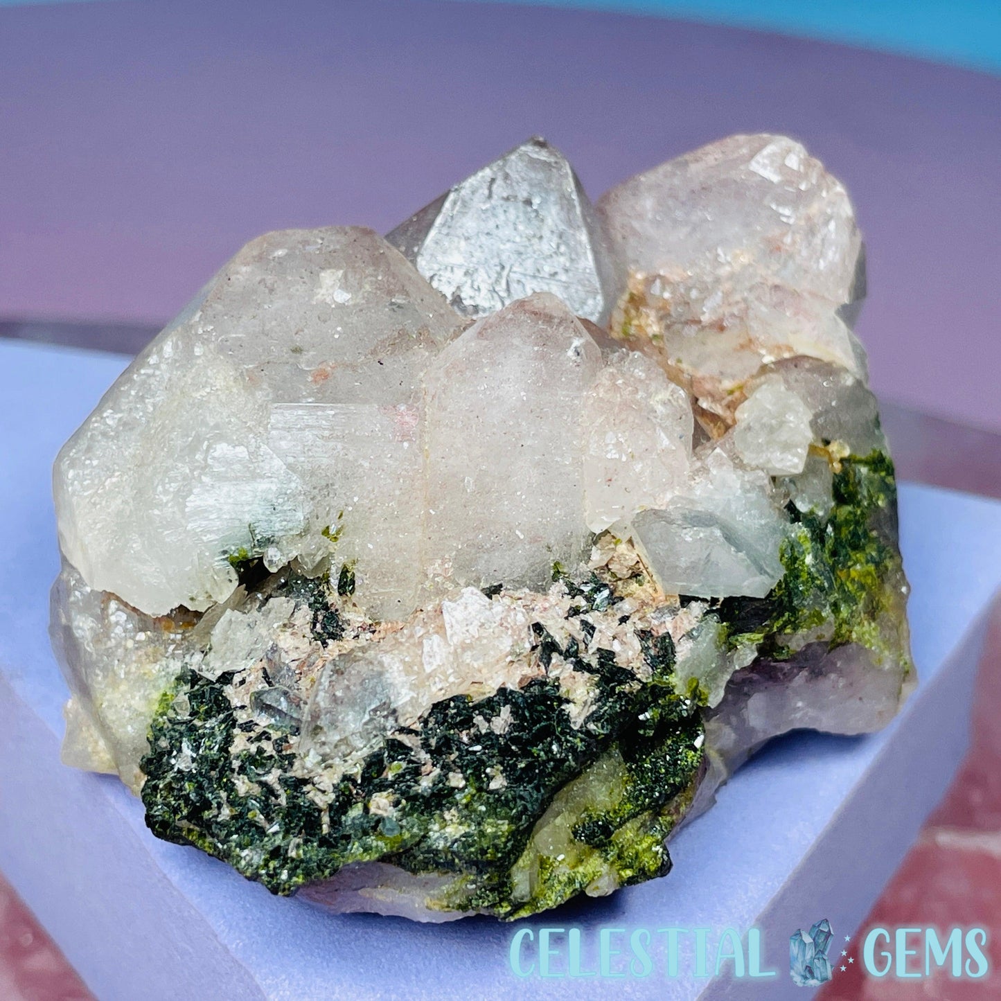 Quartz + Epidote + Hematite Small Cluster Specimen