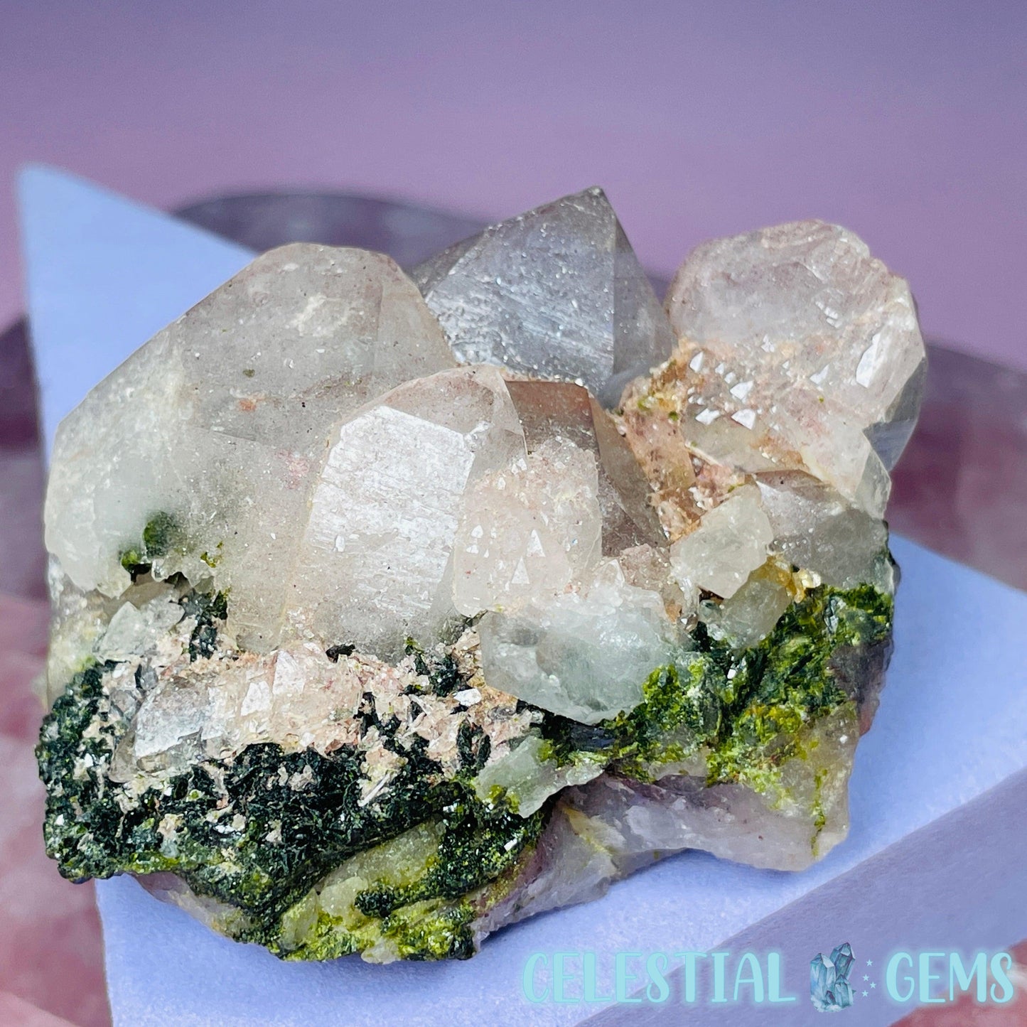 Quartz + Epidote + Hematite Small Cluster Specimen